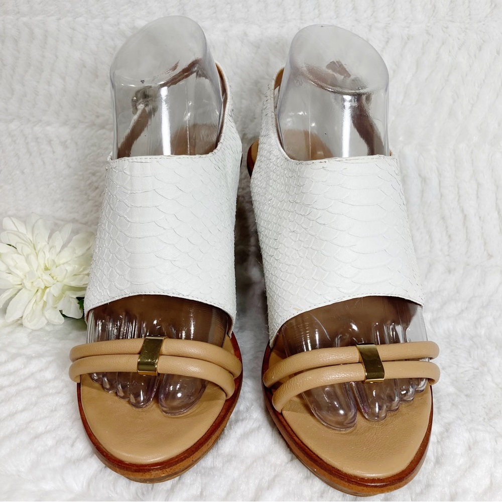 Calvin Klein PRINA White Python Embossed Wedge Sa… - image 5